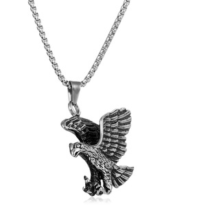 Yunnique – collier avec pendentif aigle en acier inoxydable pour hommes, chaîne de bijoux de style Punk avec breloque animale, 60cm - Product Image 1
