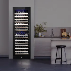 Vinopro Large 164 Bottle Dual Zone Commercial Black Glass Display 428L Restaurant Wine Cooler Cellar Fridge Wine Refrigerator