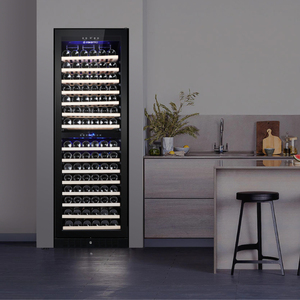 Vinopro Grande cave à vin commerciale à double zone <span class=keywords><strong>de</strong></span> 164 bouteilles, vitrine en verre noir, 428L, réfrigérateur à vin pour restaurant - Product Image 4