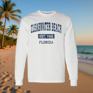 Camiseta de manga larga Clearwater Beach Florida Est 1915 Vintage Sports Navy - Product Image 3