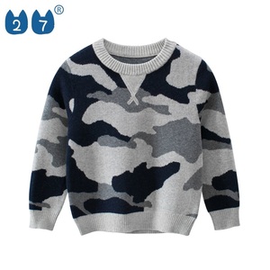 Kids Wholesale Autumn Computer Knitted Camouflage Design 100% Cotton Yarn Sweater - Product Image 1
