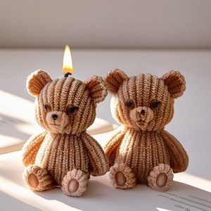 Khuôn làm nến hình thú dễ thương tự làm, làm nến thơm, thủ công bằng nhựa, làm xà phòng, khuôn silicon hình gấu bông nhỏ để làm nến - Product Image 2