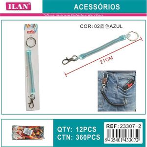 Portachiavi a molla Ilan 21 cm blu con moschettone per chiavi e portafogli - Product Image 3