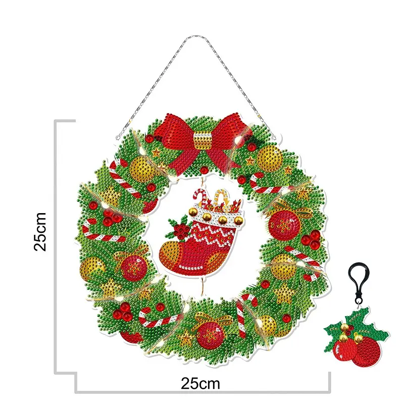 Diy flowers wreath for window decoration with LED acrylic diamond wreath for door hanging Christmas decorative wreaths