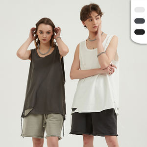 Sleeveless Male <b>T</b>-<b>shirts</b> for Summer Wearing 220GSM Cotton Blank Destruction Fashion Tank Tops Custom Logo Basic Vest - Product Image 1