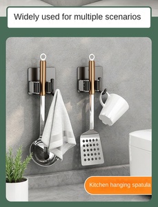 304 pince de vadrouille en acier inoxydable pince de vadrouille sans poinçon de salle de bain <span class=keywords><strong>crochet</strong></span> de balai suspendu support de vadrouille à <span class=keywords><strong>crochet</strong></span> collant fort - Product Image 4