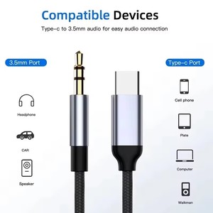 <span class=keywords><strong>Cable</strong></span> <span class=keywords><strong>auxiliar</strong></span> <span class=keywords><strong>USB</strong></span> tipo C <span class=keywords><strong>macho</strong></span> de 3,5mm <span class=keywords><strong>Cable</strong></span> <span class=keywords><strong>auxiliar</strong></span> Enlace de audio <span class=keywords><strong>a</strong></span> altavoces Jack de coche - Product Image 3