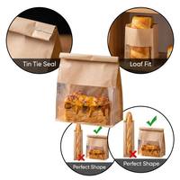 Sac à pain en papier kraft écologique imprimé sur mesure avec fenêtre transparente, fermeture à lien métallique, résistant à la graisse et à l'huile, recyclable, pour pain de mie