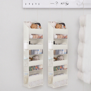 Organisateur suspendu sur porte en tissu <span class=keywords><strong>Granny</strong></span> Says avec 4 compartiments, lot de 2, rangement pour jouets de chambre d'enfant, beige - Product Image 3