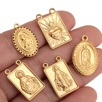 Pendentifs religieux en acier inoxydable à double trou, Vierge Marie Catholique, Notre-Dame de Guadalupe, Breloques Vierge Marie, Fournitures de bijoux, Cadeau religieux