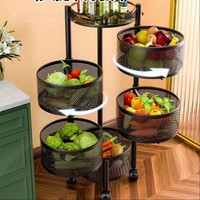 Roues en plastique Organisateur de cuisine Tiroirs Chariots Rotation Mobile Debout Multicouche Snacks Fruits Légumes Stockage
