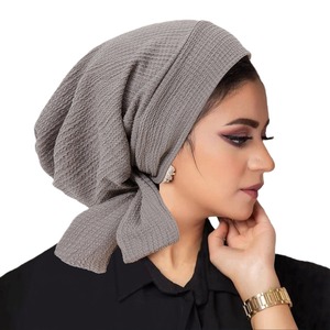 Último nuevo diseño arrugado Tie Back Undercap correa de cola larga Toalla de poliéster gorra suave <span class=keywords><strong>quimioterapia</strong></span> ondulado señora sombrero para <span class=keywords><strong>verano</strong></span> - Product Image 5