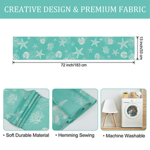 <span class=keywords><strong>Chemin</strong></span> <span class=keywords><strong>de</strong></span> <span class=keywords><strong>table</strong></span> <span class=keywords><strong>turquoise</strong></span> avec éléments estivaux, <span class=keywords><strong>chemin</strong></span> <span class=keywords><strong>de</strong></span> <span class=keywords><strong>table</strong></span> bleu océan côtier pour la maison, décoration <span class=keywords><strong>de</strong></span> <span class=keywords><strong>table</strong></span> à thème plage, étoile <span class=keywords><strong>de</strong></span> mer, coquillages - Product Image 5