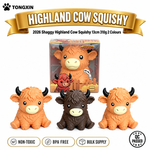 Vache Mignonne en Silicone, Vache des Highlands, Animal de Ferme, Balle Anti-Stress, Vente en Gros, OEM, Logo Personnalisé, 2 Couleurs, Jouets à Presser, Squishies TONGXIN - Product Image 1