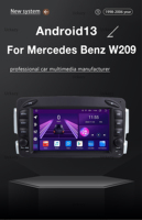 Lecteur multimédia de voiture Mercedes-Benz CLK320 avec CarPlay sans fil 2 Din Android 14 GPS intégré Écran IPS HD 1024x600 RGB avec 4G
