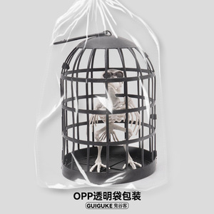 Pájaro <span class=keywords><strong>esqueleto</strong></span> animal realista en jaula Horror Bar Ghost House Decoración de Halloween - Product Image 2