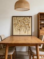 Décoration murale shadowbox encadrée faite main gros, art 3D fleurs bois corde jute pour intérieur maison