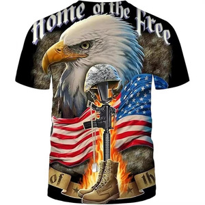 T-shirt à manches courtes pour homme, imprimé crâne drapeau américain, sublimation, coupe classique, 100 % polyester, design tricoté - Product Image 4