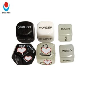 6pcs זוהר אדום & שחור שקית קטיפה 16 מ "מ & 20 מ" מ קוביה פוליהדראל למבוגרים סט רב ספרדית מצחיק - Product Image 6