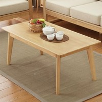 Meja Kopi Kayu Solid Modern Persegi Panjang untuk Ruang Tamu dengan Rak Penyimpanan Furnitur Minimalis
