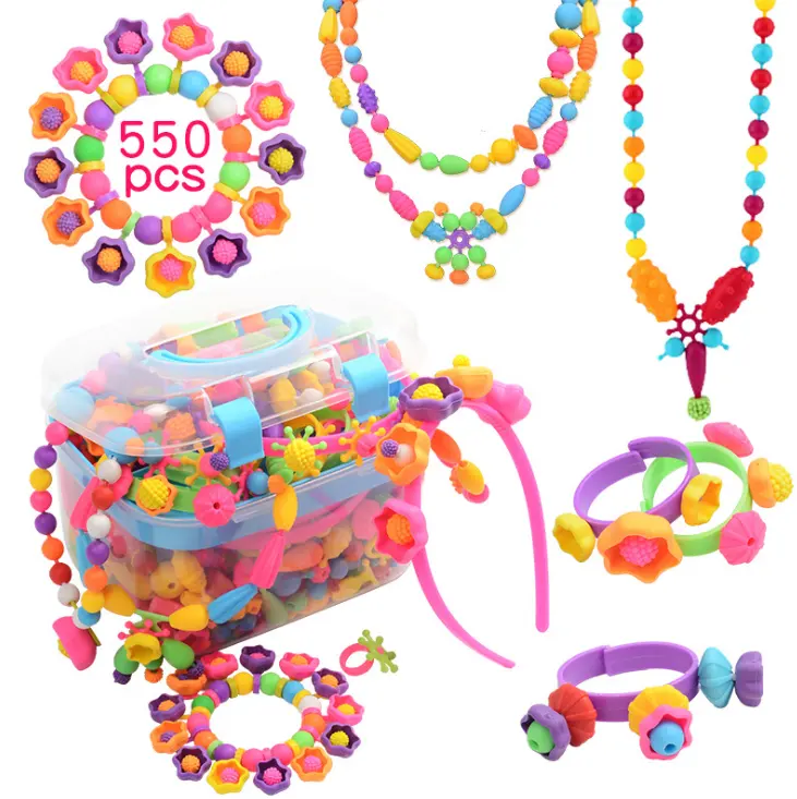 2023 Creative Educational Toy Set Girl Child Miniature Beads Toy Family Game Handwork Kit DIY Necklace Bracelet Pop Beads