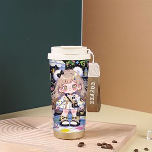 แก้วกาแฟการ์ตูน 18 ออนซ์ แก้วเซรามิกบุฉนวน แก้วพกพาพร้อมหลอดดูด แก้วเก็บความร้อนสำหรับเด็ก ขายส่ง - Product Image 4