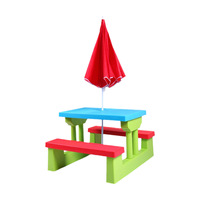 Table et chaise d'extérieur pour enfants avec parapluie Table de pique-nique détachable pour enfants apprenant la table et la chaise de dessin