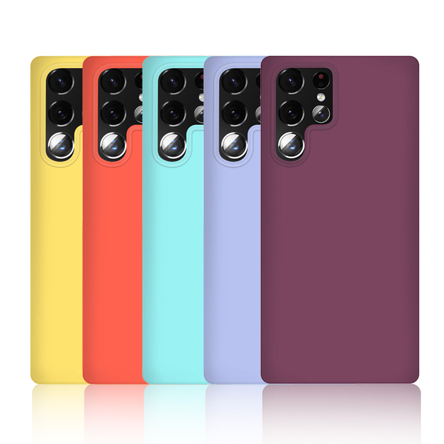 Liquid Silicone Phone Case for Samsung S21 S22 ultra Original Shockproof Waterproof Lining Flannel Phone Cover