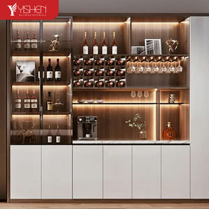 Venta caliente vitrina de vino de madera muebles de sala de estar montado en la pared bodega Bar gabinete de almacenamiento con <span class=keywords><strong>puerta</strong></span> de vidrio - Product Image 3