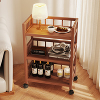 Étagère autoportante en bambou à 3 niveaux, meuble de rangement pour snacks, chariot mobile avec système de poulies, support moderne pour casseroles de cuisine