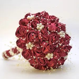 Bouquet da sposa per donna Bouquet da sposa personalizzato in raso e pera decorazione colorata Bouquet da sposa da sposa fiore nuziale
