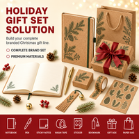 Carnet personnalisé A5 en papier de 80 feuilles, couverture rigide en liège vert et sapin, impression numérique, reliure cousue, cadeau d'entreprise pour Noël