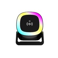 Enceinte avec éclairage RGB 4 en 1, chargeur sans fil 15W et support pour téléphone