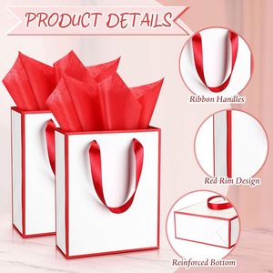 Bolsas de Regalo Metálicas de Papel Kraft Reciclable en Varios Colores Clásicos, con Asas de Mano, Impresión Flexográfica, Logotipo Personalizado, San Valentín - Product Image 3