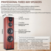 Altavoz de Torre de Alta Gama Nivel 2.0 Frontal para Sala de Estar de Tres Frecuencias Pasivo HiFi de Piso Tipo Estéreo de Madera para el Hogar