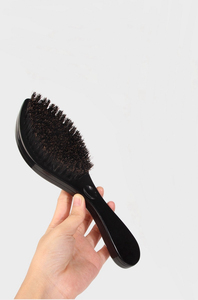 Brosse à barbe noire à poils de sanglier, accessoires de barbier, manche en plastique étanche, brosse à cheveux pour le nettoyage du visage, vente chaude - Product Image 3