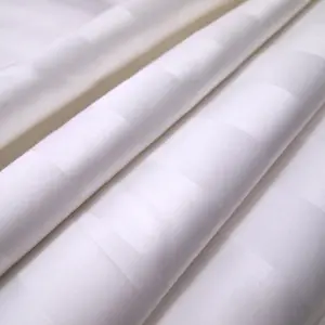 Latest Hotel Bedsheet Fabric 100% Cotton White Plain Stripe Cotton Sheeting Material Fabric