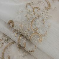 Voilage brodé turc, rideaux et voilages de fenêtre en tulle blanc 100 % polyester, luxe haut de gamme