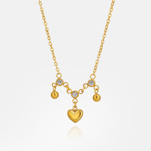 Custom 316L Stainless Steel 14k 18k Gold Plated Jewelry Fashion Heart Zircon Pendant <b>Necklace</b> for Women wholesale - Product Image 1