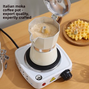 Farbenfroher Italienischer Moka-Kocher mit Holzgriff, Aluminium-Espressokocher für den Herd, 150ml/300ml - Product Image 3