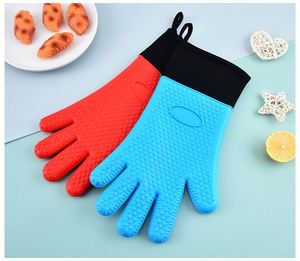 Gants en silicone résistants à la chaleur doublés de coton, cinq doigts, en forme de cœur, imperméables, compatibles lave-vaisselle, design moderne, mitaines de four - Product Image 2