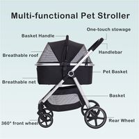 Poussette de voyage pour animaux de compagnie, design personnalisé OEM/ODM, luxe, respirante, pliable, avec panier amovible pour chat et chien