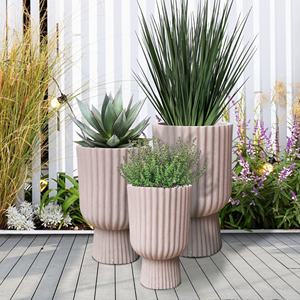 Pots en béton renforcé de <span class=keywords><strong>fibre</strong></span> de verre de couleur rouge brunâtre, revêtus d'époxy, décoratifs pour jardin extérieur, durables, pour plantes et fleurs - Product Image 5
