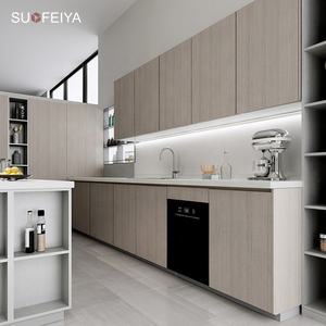 Armoires de <span class=keywords><strong>cuisine</strong></span> modernes modulaires personnalisées en bois stratifié avec robinet et comptoir en marbre à charnières pour appartement - Product Image 4