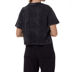 Oversized Women's Acid Wash 100% Cotton Short Sleeve O-Neck Solid Color Streetwear Anti-UV Casual T-Shirt - Product Image 2
