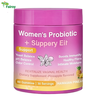 Gummies probiotiques pour femmes au goût d'ananas Fairoy, OEM ODM, étiquettes privées personnalisées, emballage personnalisé, gummies probiotiques pour femmes