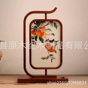 Lampe de table brodée double face, style chinois traditionnel, broderie de Suzhou, lampe de bureau artisanale en bois - Product Image 5
