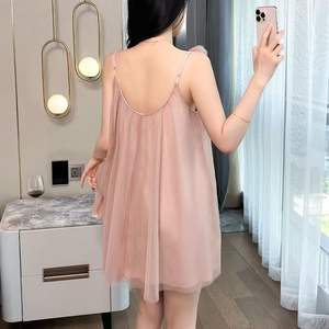 Sweet, Pure and Sensual, <strong>Fairy</strong>-like, Flower-patterned, Tulle Spaghetti-strap Sleeping <strong>Dress</strong> for Home Wear - Product Image 1