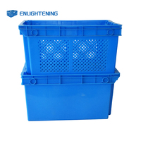 Caisse en plastique perforée empilable et emboîtable pour la chaîne du froid, avec design décalé pour la logistique réfrigérée