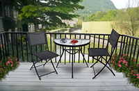 Vente chaude en Europe - Table basse en verre demi-ronde noire de 66 lb de capacité pour balcon, patio, jardin
